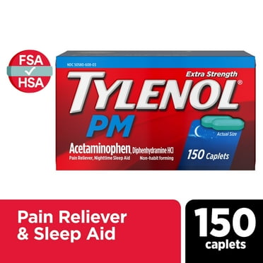 Tylenol PM Extra Strength Pain Reliever & Sleep Aid Caplets, 150 Ct