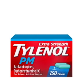 Tylenol PM Extra Strength Nighttime Pain Relief and Sleep Aid Caplets, Fast, Strong, 150 Count