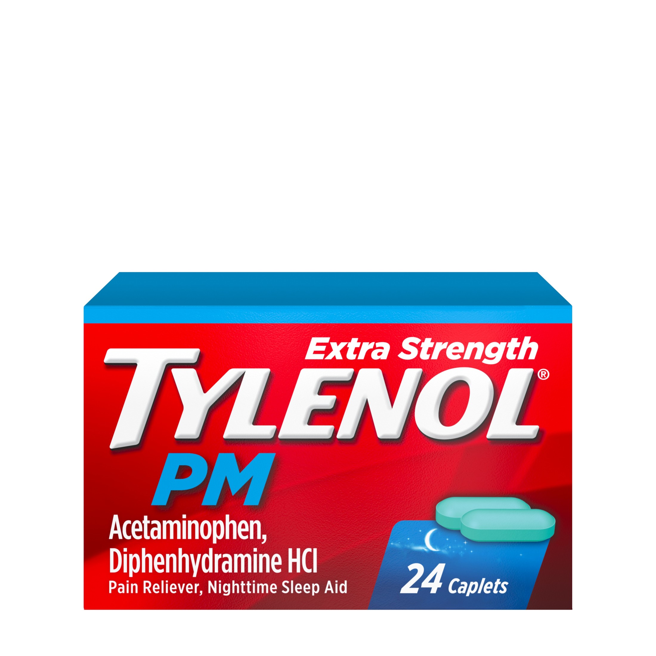 Tylenol PM Extra Strength Pain Reliever & Sleep Aid Caplets, 24 Ct - image 1 of 20