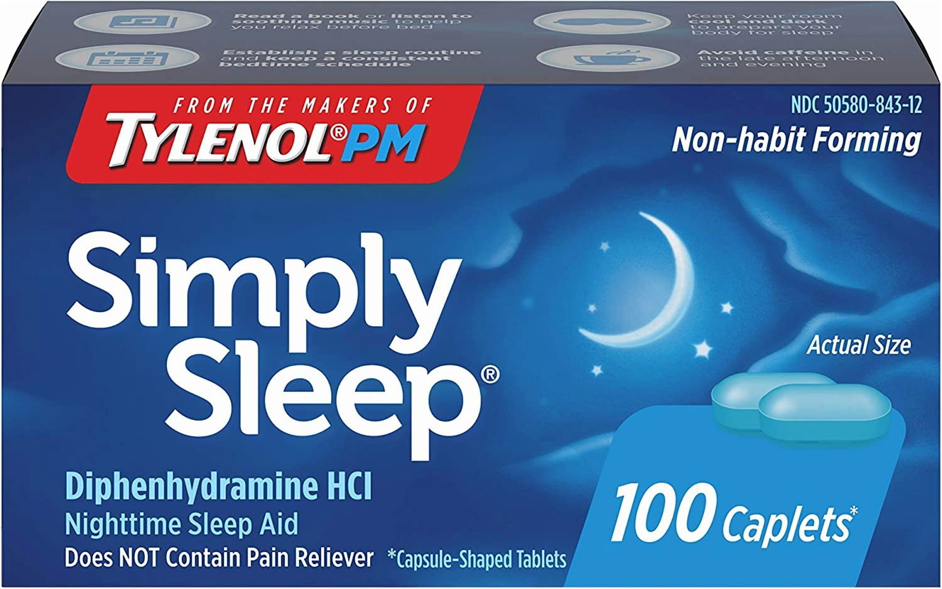 Tylenol PM Simply Sleep Nighttime Sleep Aid 25mg 100 Caplets