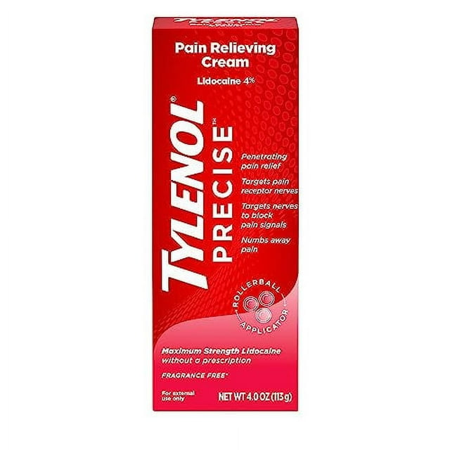 Tylenol Precise Pain Relieving Cream, Maximum Strength 4 Lidocaine
