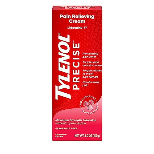 Tylenol Precise Pain Relieving Cream, Maximum Strength 4 Lidocaine