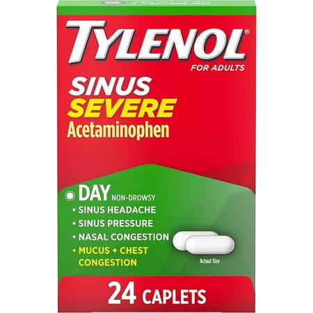 Tylenol Sinus Congestion And Pain Severe Caplets For Adults - 24 Ea, 3 Pack