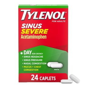 Tylenol Sinus Severe Daytime Caplets, Non-Drowsy, Pain Reliever, Decongestants for Adults, 24 Count