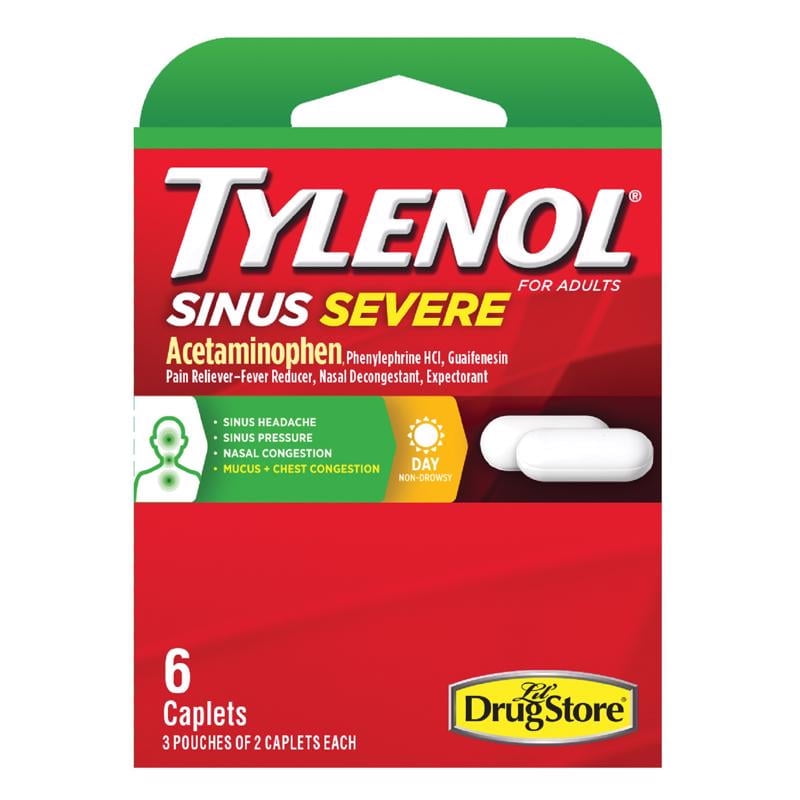 Tylenol White Multi Symptom Sinus Medicine 6 pc, 6 Pack