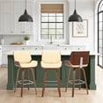 thumbnail image 1 of Tyler 26" Counter Height Swivel Cream Faux Leather and Walnut Wood Bar Stool - Set of 3, 1 of 6