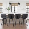 thumbnail image 1 of Tyler 26" Counter Height Swivel Gray Faux Leather and Black Wood Bar Stool - Set of 4, 1 of 6