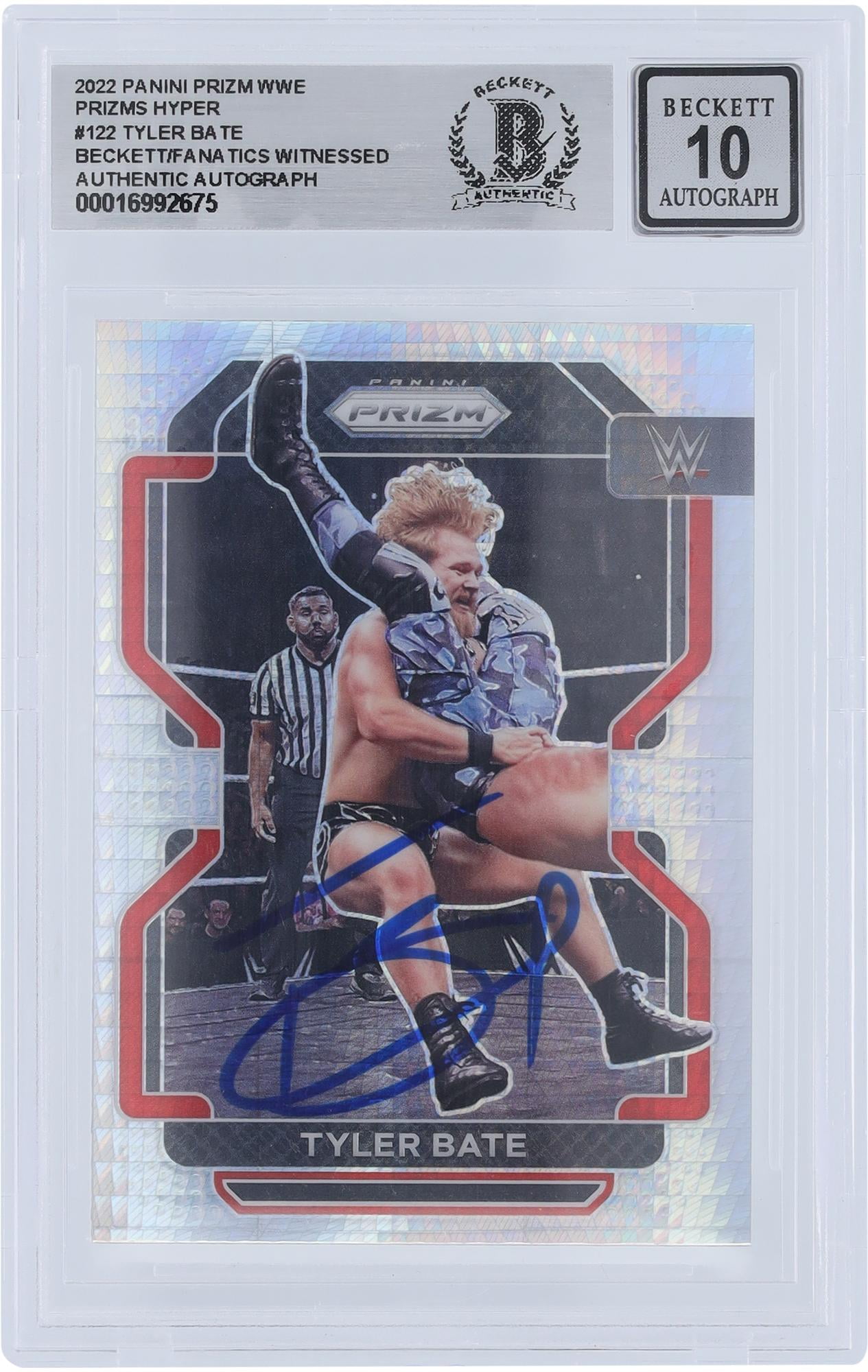 Tyler Bate WWE Autographed 2022 Panini Prizm Hyper Prizm #133 Beckett Fanatics Witnessed Authenticated 10 Card - Fanatics Authentic Certified