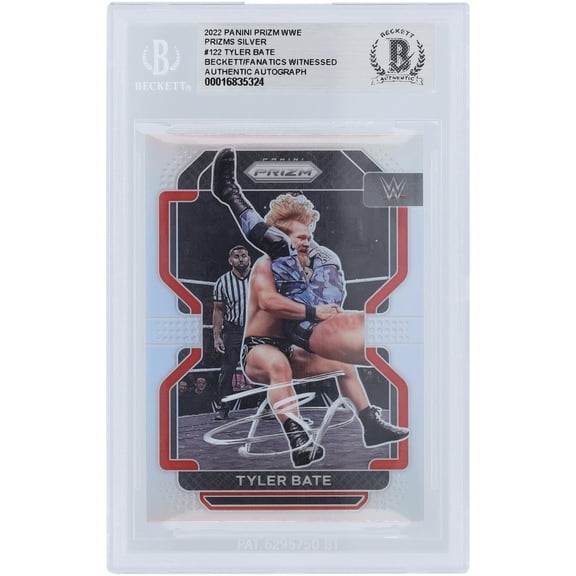 Tyler Bate WWE Autographed 2022 Panini Prizm Silver White Ink #122 Beckett Fanatics Witnessed Authenticated Card - Fanatics Authentic Certified