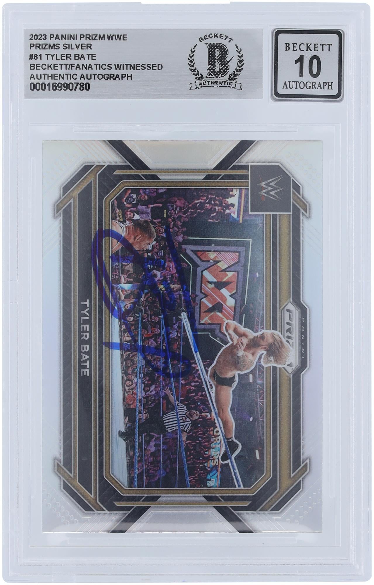 Tyler Bate WWE Autographed 2023 Panini Prizm Silver Prizm #81 Beckett Fanatics Witnessed Authenticated 10 Card - Fanatics Authentic Certified