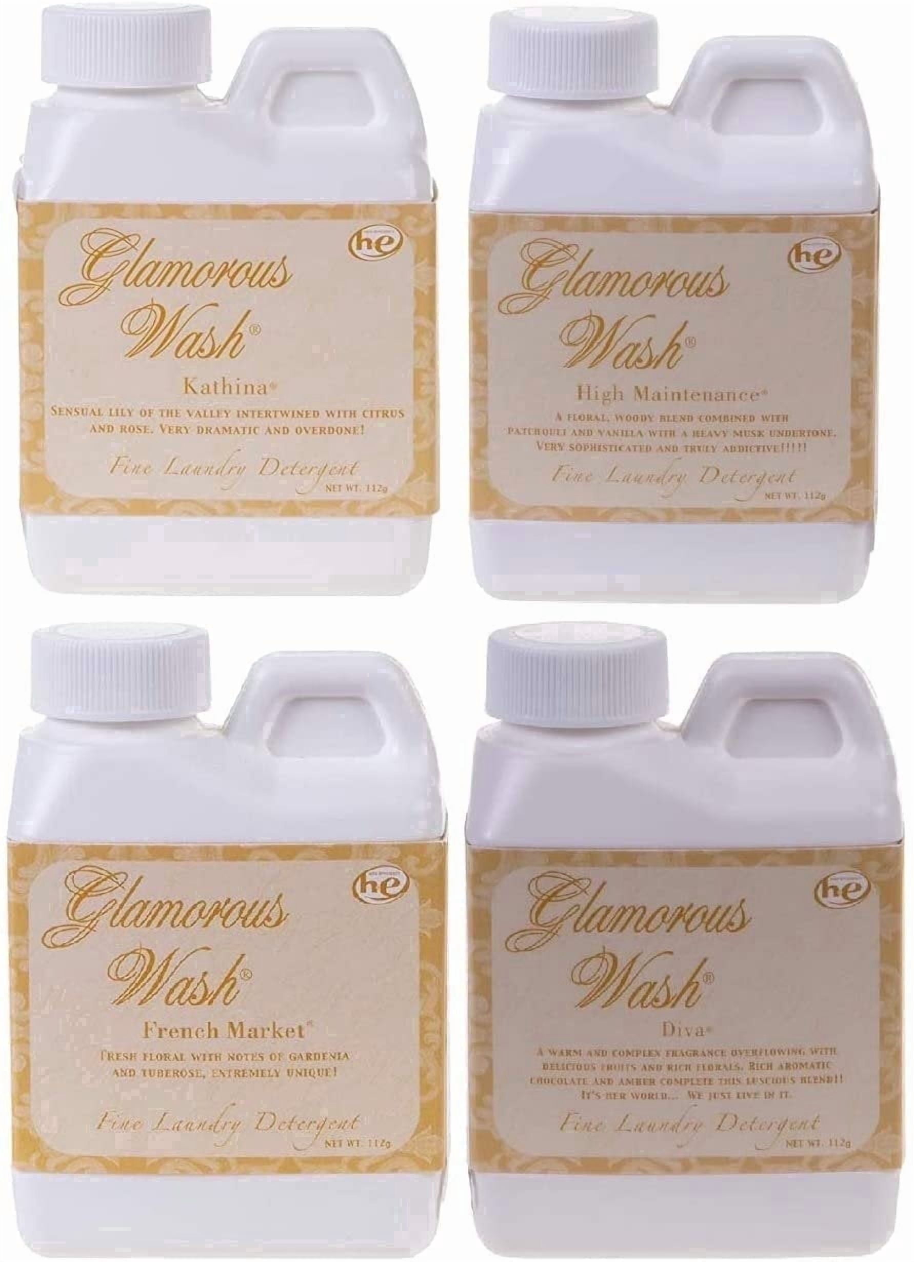 Tyler Glamorous Wash Fine Laundry Detergent Gift Set – 4 x 4 fl oz Bottles – Diva, High Maintenance, Kathina & French Market Scents