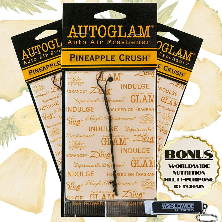 Tyler Candle Company AutoGlam Car Air Fresheners - Pineapple Crush Scent  Car Fresheners Car Odor Eliminator Air Refresher Car Accessories - Pack of  3