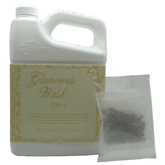 Tyler Candle Diva Glamorous Wash Liquid Laundry Detergent, 24 Loads, 64 fl oz with Scent Sachet