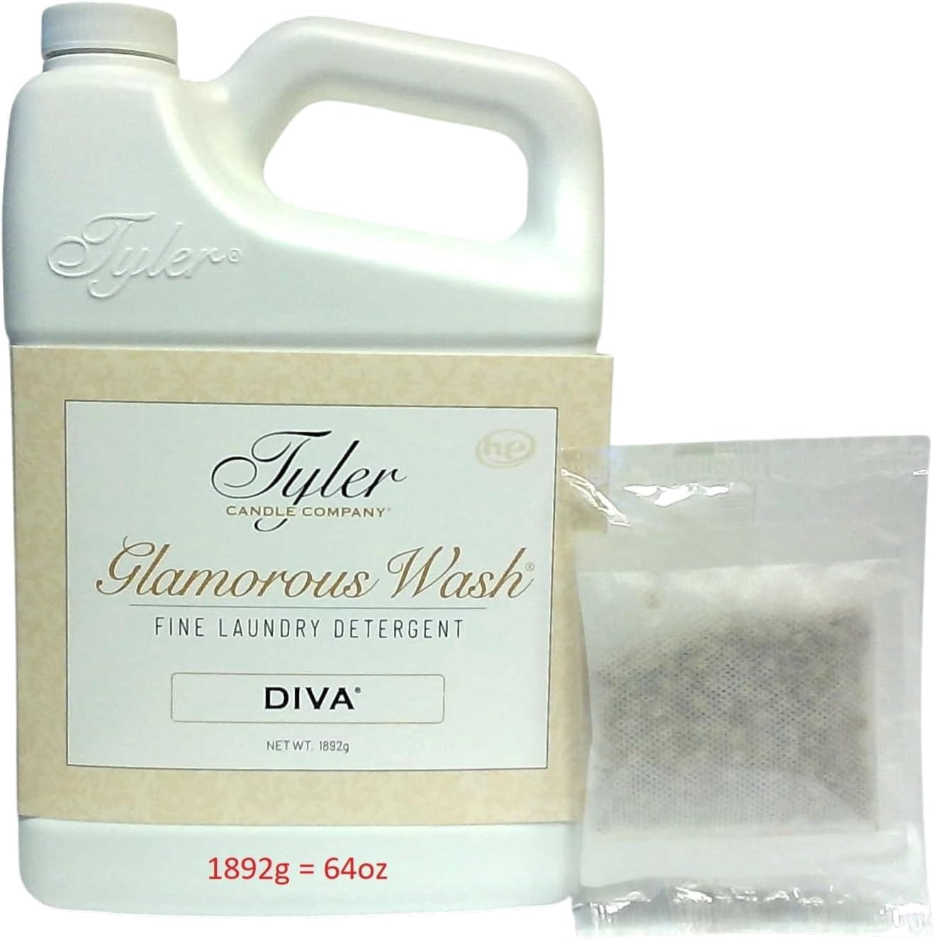 Tyler Candle Diva Glamorous Wash Liquid Laundry Detergent, 24 Loads, 64 fl oz with Scent Sachet