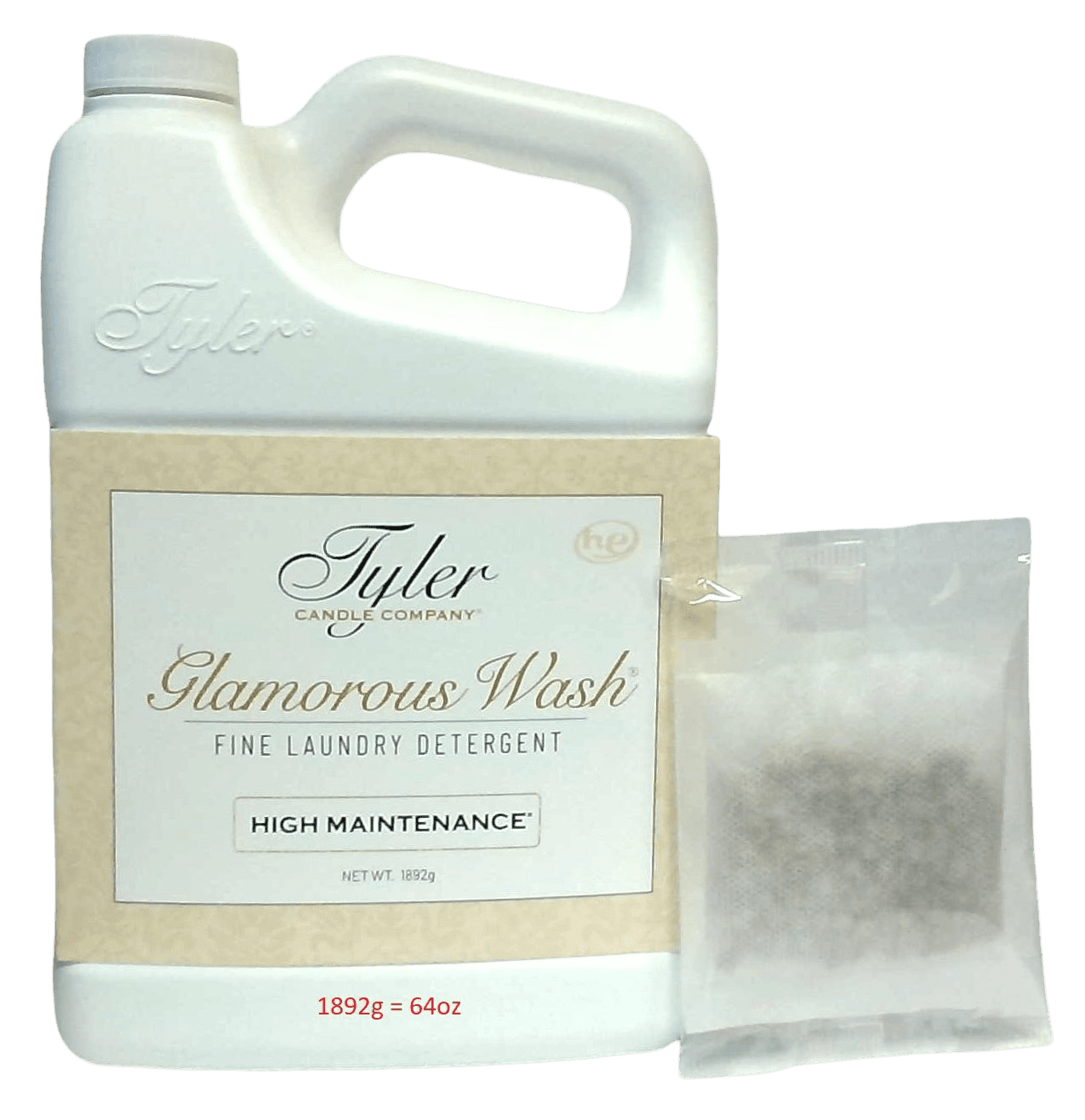 Tyler Candle High Maintenance Glamorous Wash Liquid Laundry Detergent, 24 Loads, 64 fl oz with Scent Sachet