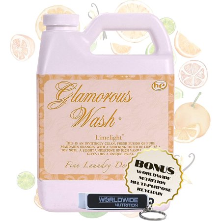 Tyler Candle Company Glamorous Wash Limelight Scent Fine Laundry Liquid Detergent - Liquid Laundry Detergent for Clothing - Hand and Machine Washable - 32 oz, 907-gram Container with Bonus Key Chain