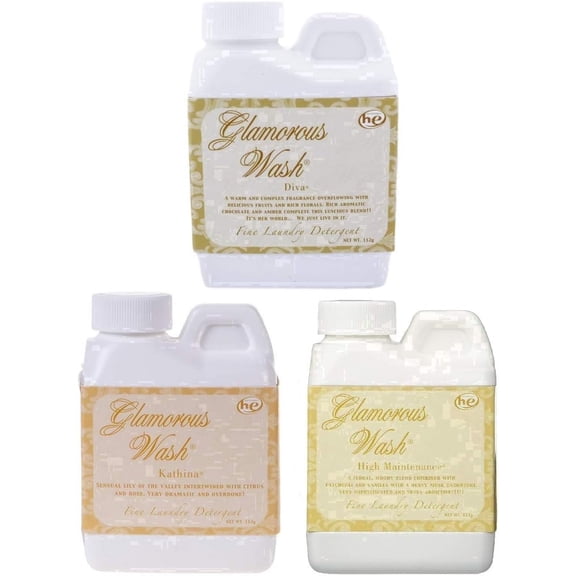 Tyler Glamorous Wash Laundry Detergent, Diva, Kathina & High Maintenance Scents, Liquid, 4 fl oz, 3-Pack