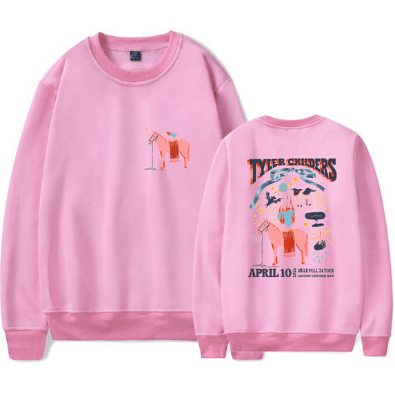 Tyler Childers Merch Long Sleeve Sweatshirt Mule Pull Tour 2024 Austin Numbered Hoodies Streetwear Crewneck Men Womens
