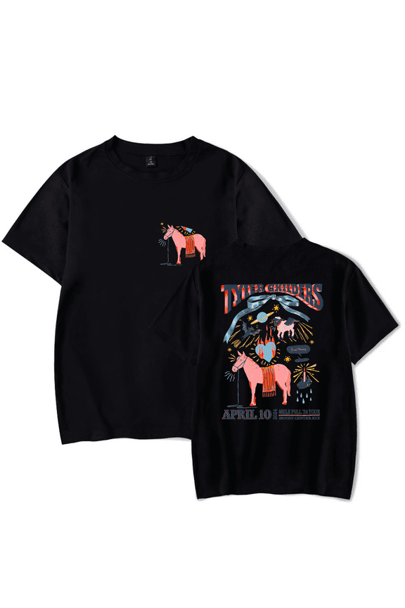 Tyler Childers Merch T Shirt Mule Pull Tour 2024 Austin Numbered T-Shirt Short Sleeve For Fans Men Women Top Tees