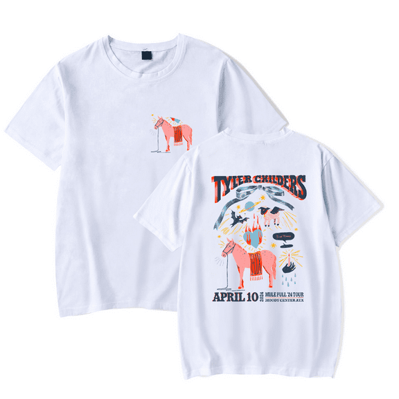 Tyler Childers Merch T Shirt Mule Pull Tour 2024 Austin Numbered T-Shirt Short Sleeve For Fans Men Women Top Tees