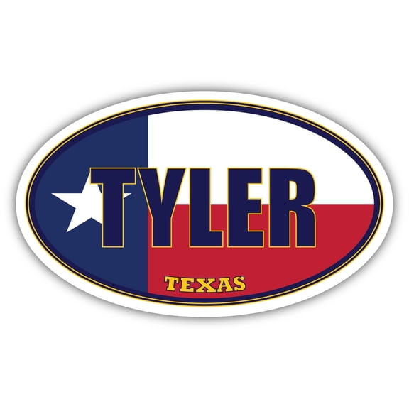 Tyler City Texas State Flag | TX Flag Smith County Oval State Colors Bumper Sticker Car Decal 3x5 inches