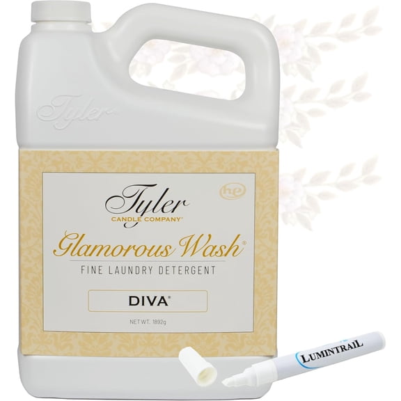 Tyler DIVA Glamorous Wash Laundry Detergent- 64 oz. - With Stain Remover Pen - DIVA Wash Liquid Detergent Designed for Sensitive Fabrics - Hand and Machine Washable