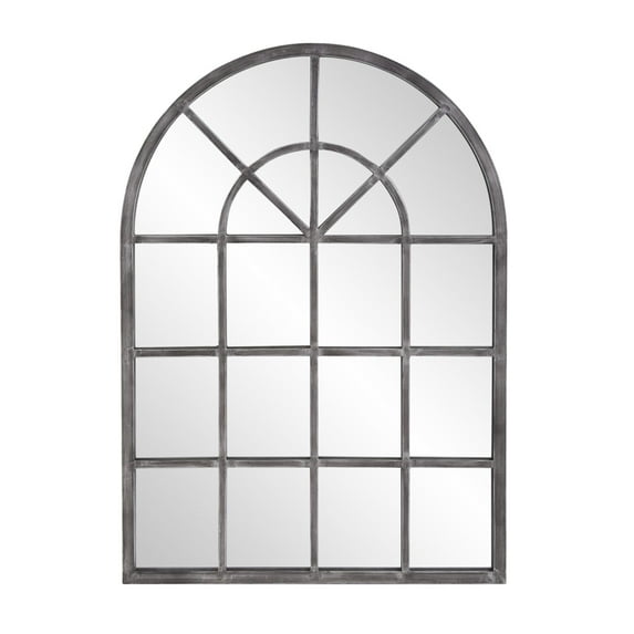 Tyler Dillon Antique Silver Metal Arched Windowpane Wall Mirror - Antique Silver - 49" H x 29" W" x 1" D