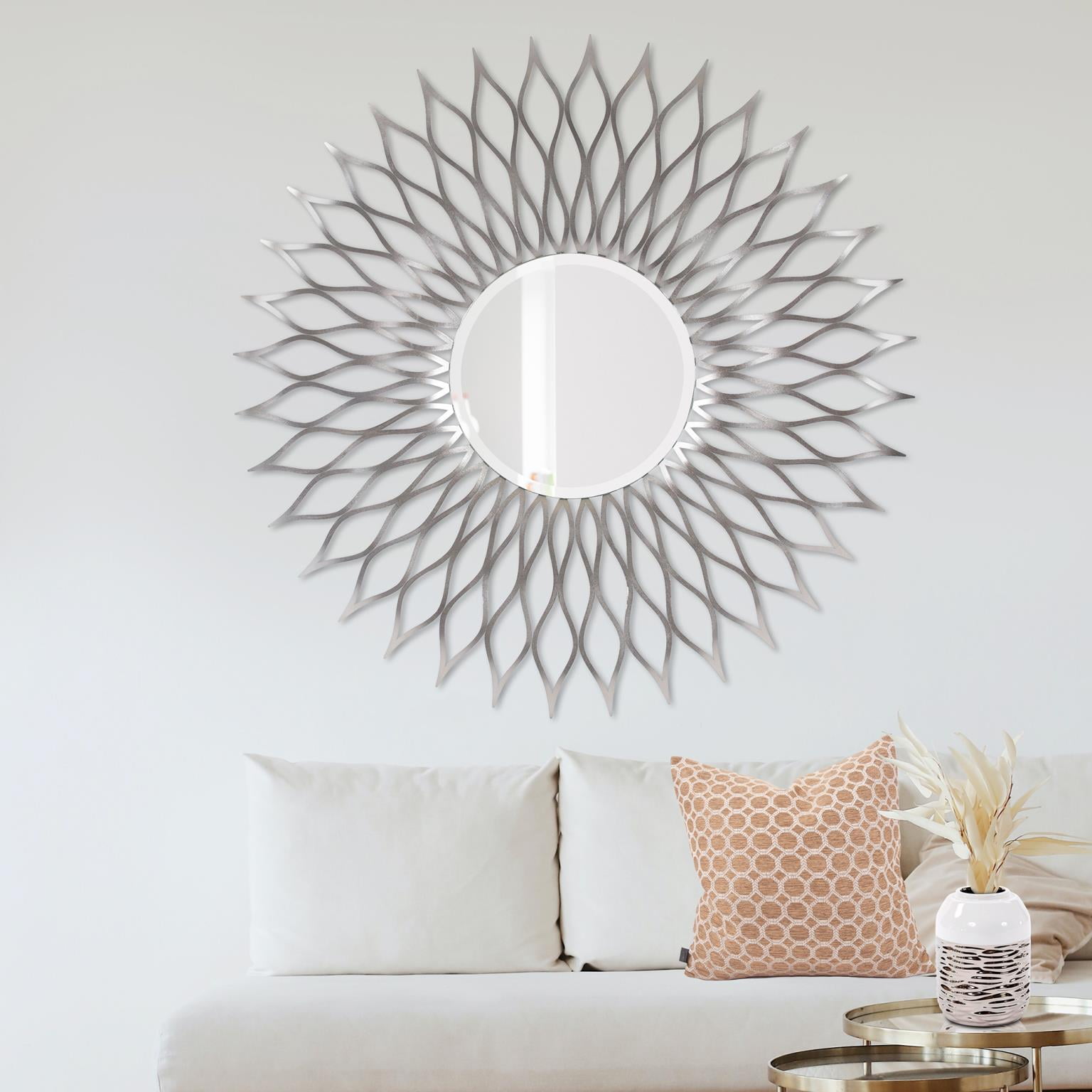 Tyler Dillion Gray Rectangular Faux Wood Grained Beveled Wall Mirror 36"H x 24"W