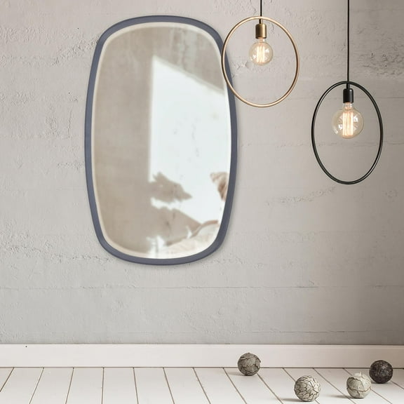 Tyler Dillon Rectangular Gray Wood Framed Asher Wall Mirror