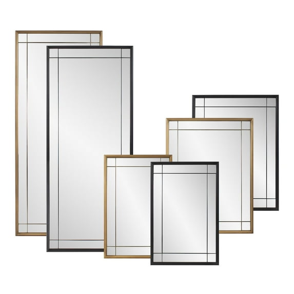 Tyler Dillon Antique Brass Metal French Multi-Panel Framed Vantiy and Wall Mirror - 36"H x 24"W
