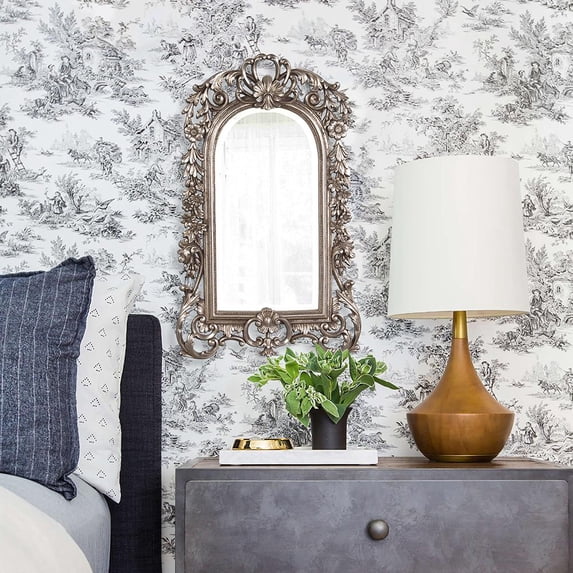 Tyler Dillon Arched Wall & Accent Mirror with Intricate Ornate Frame - Silver - 22" H x 14" W