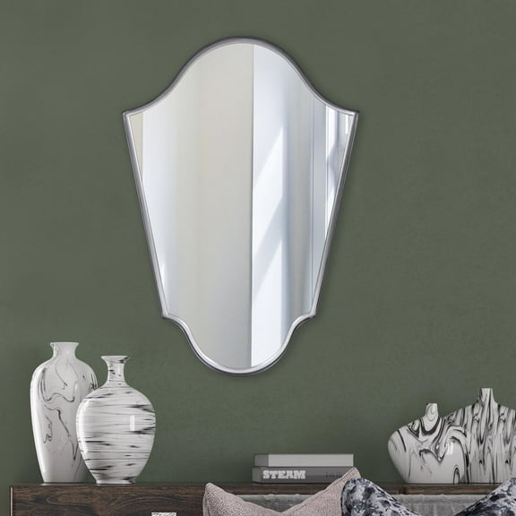 Tyler Dillon Arched Wall Mirror with Matte Gray Iron Frame - 41.5"H x 29"W