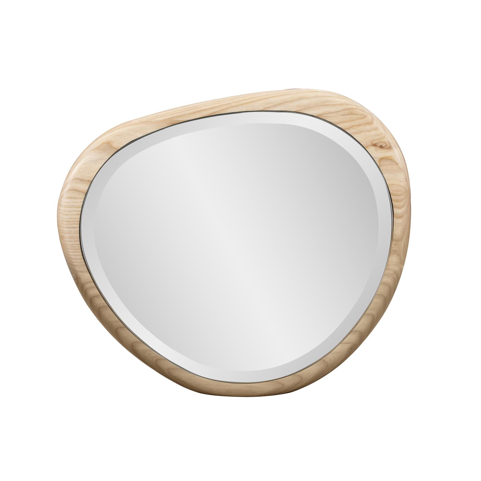Tyler Dillon Asymmetrical Bleached Oak Wood Framed Wall Mirror - 14"W x 16"H