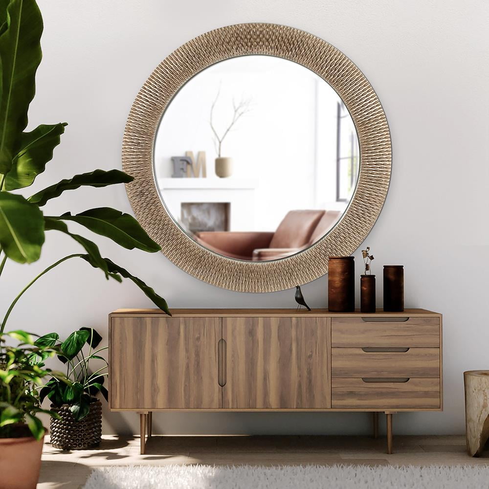 Tyler Dillon Bergman Champagne Gold Large Round Mirror - 54"