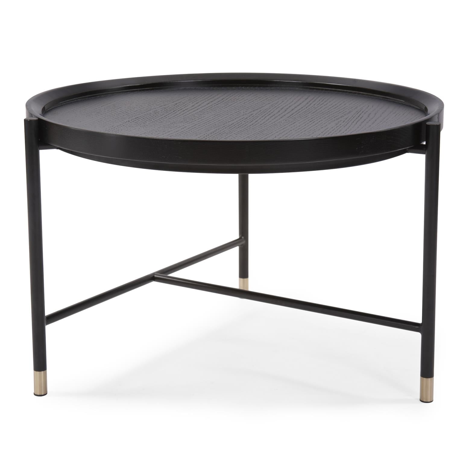 Tyler Dillon Black Ash Round Coffee Table with Metal Base - 28"D x 18"H