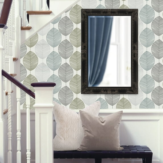 Tyler Dillon Black Rectangular Beaded Texture Wood Framed Wall Mirror - 36"H x 24"W