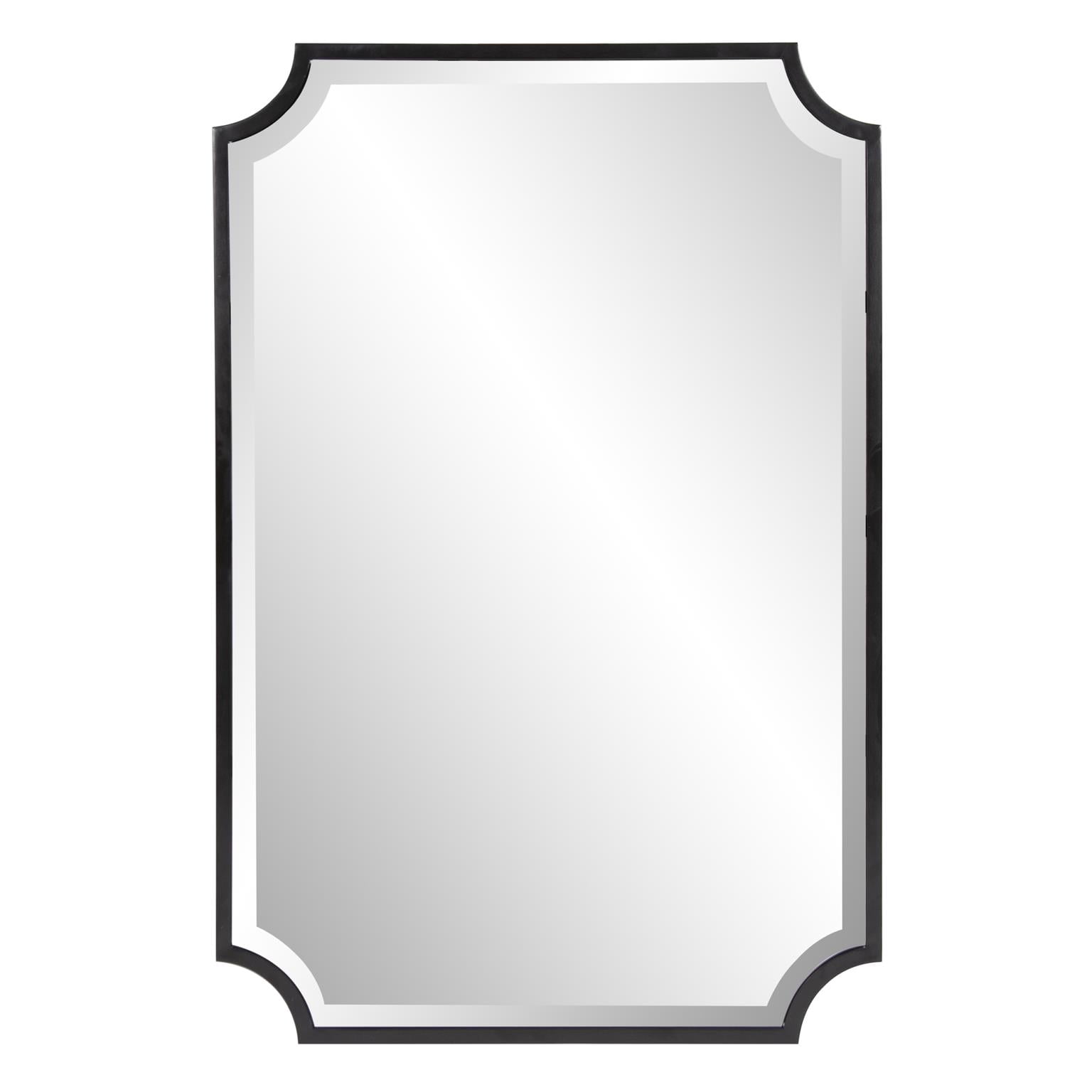Tyler Dillon Black Rectangular Wall Mirror with Scooped Stainless Steel Frame - 24"W x 36"H