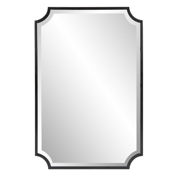 Tyler Dillon Black Rectangular Wall Mirror with Scooped Stainless Steel Frame - 24"W x 36"H