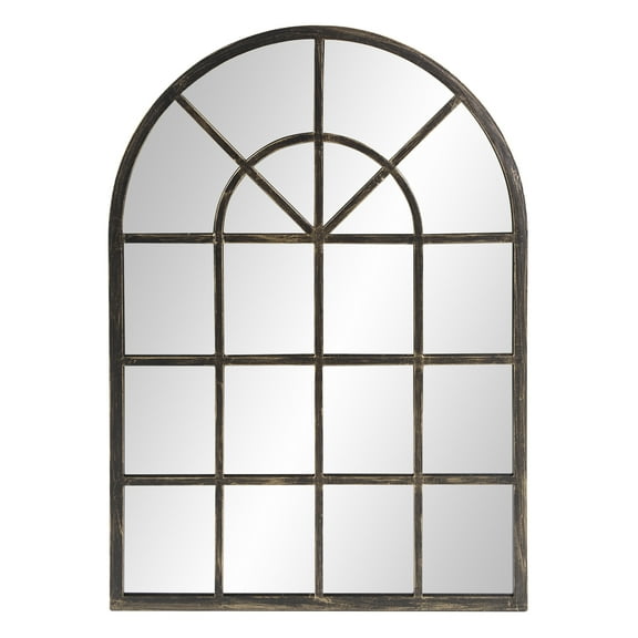 Tyler Dillon Oil Rubbed Bronze Metal Arched Windowpane Mirror