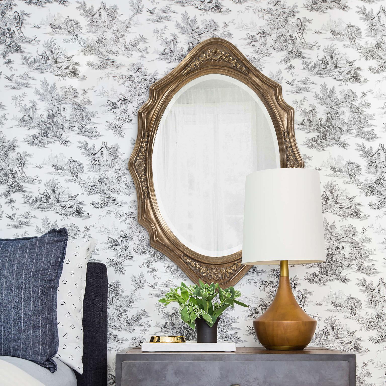 Tyler Dillon Bronze Wood Oval Framed Wall Mirror
