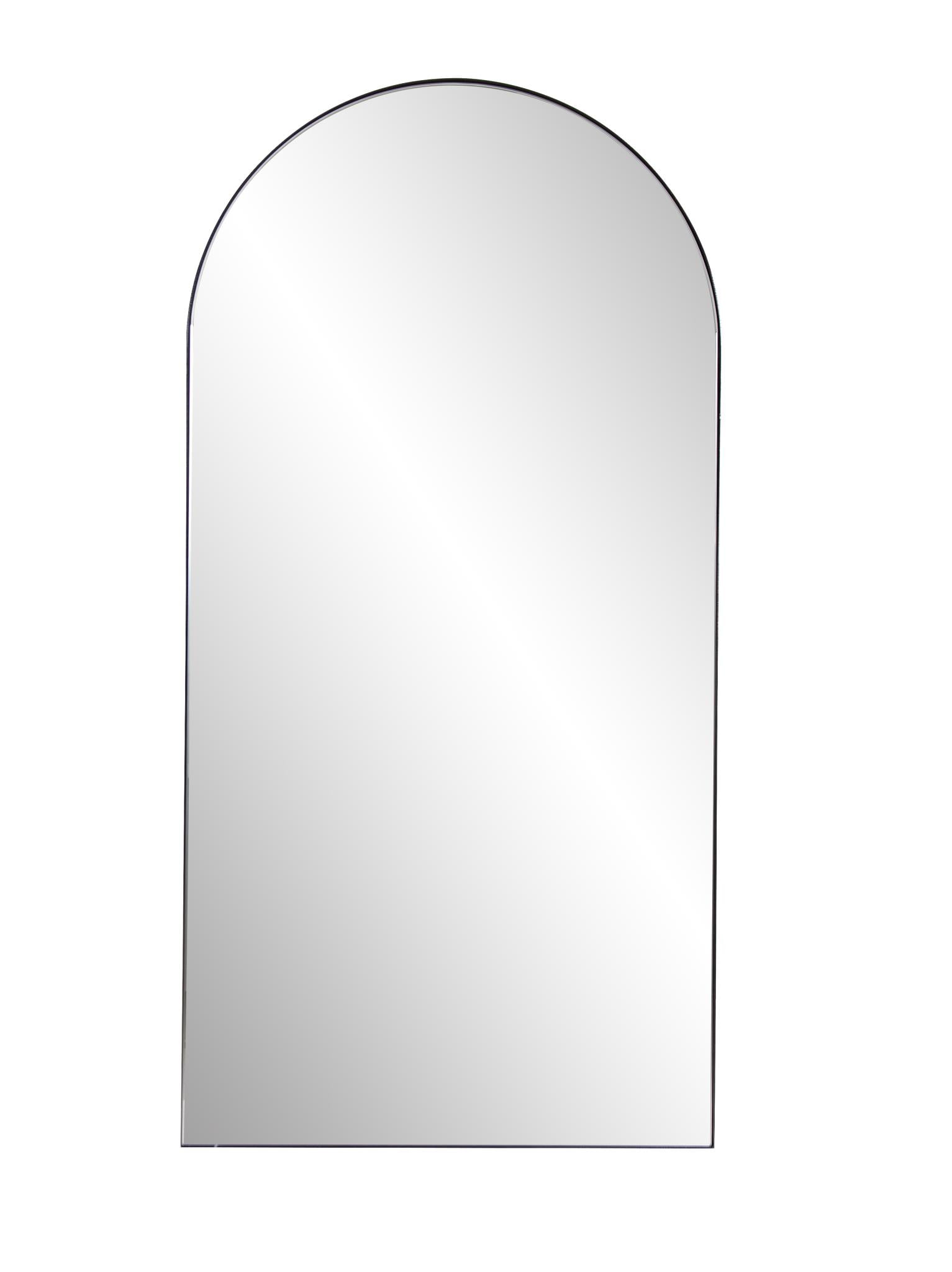 Tyler Dillon Brushed Black Stainless Steel Framed Arched Mirror - 40"H x 20"W