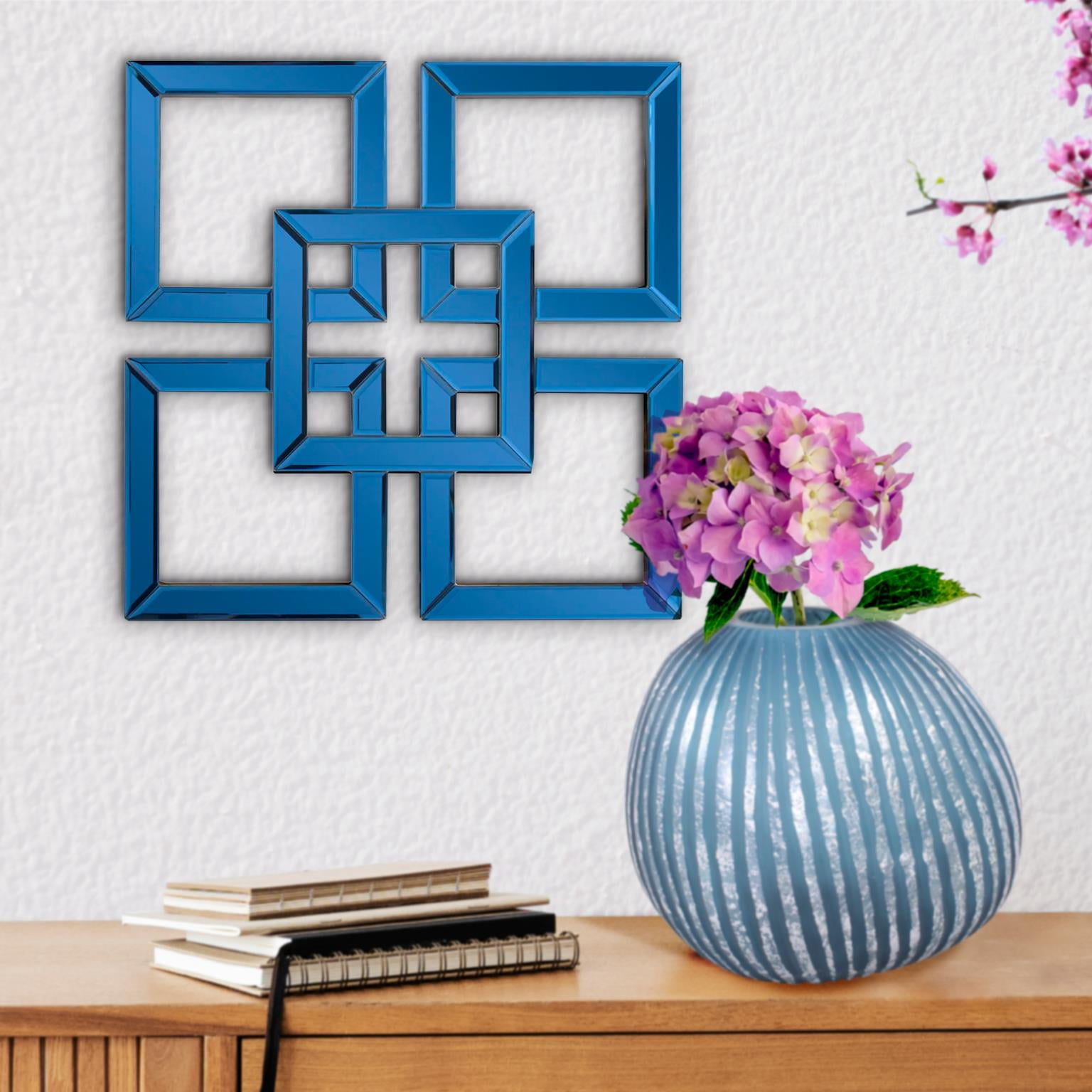 Tyler Dillon Contemporary Layered Square Sapphire Blue Accent Mirror 16"H x 16"W