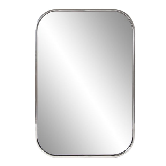 Tyler Dillon Curved Rectangular Stainless Steel Framed Vanity Mirror - 24"W x 36"H