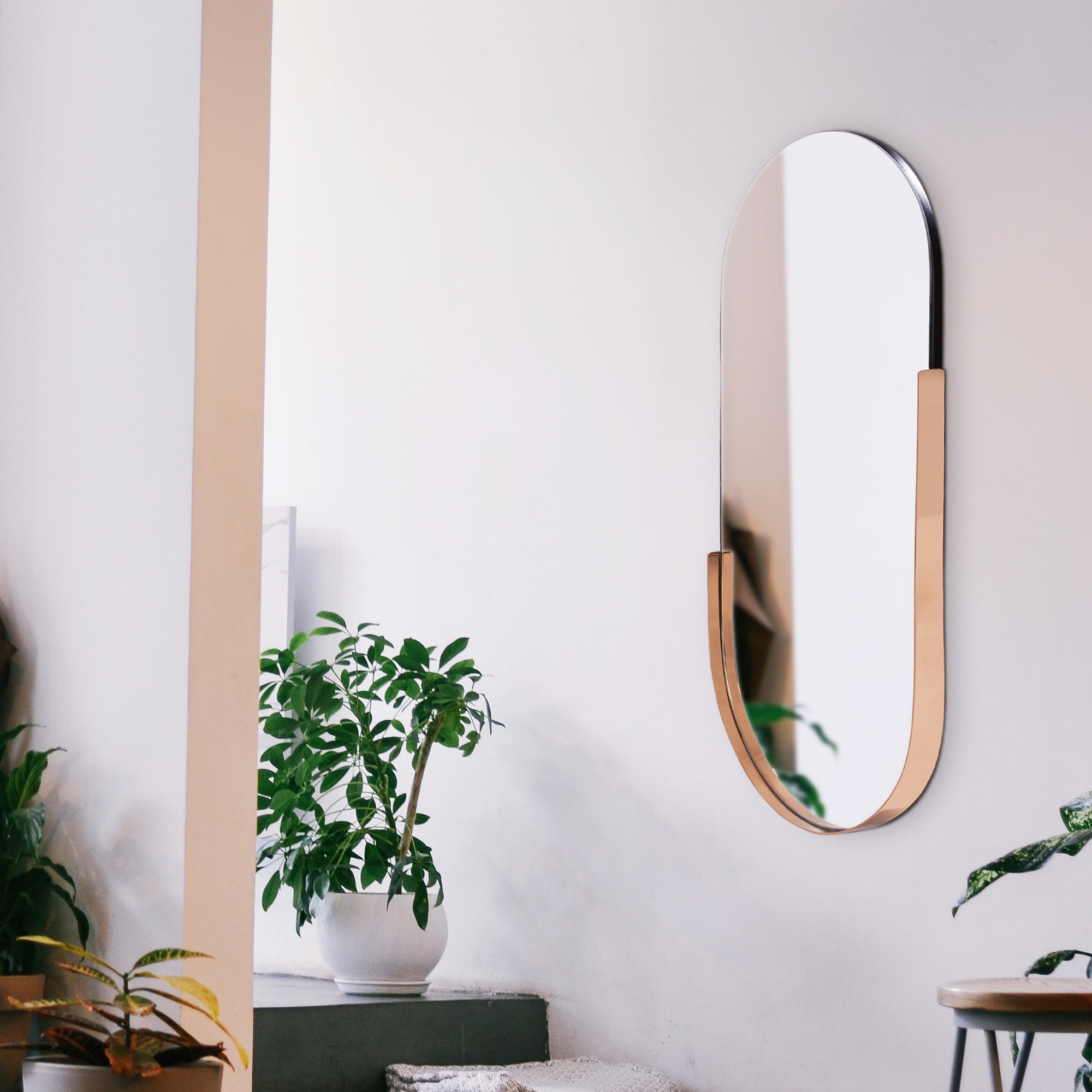 Tyler Dillon Dante Rose Gold Oval Wall Mirror - Rose Gold