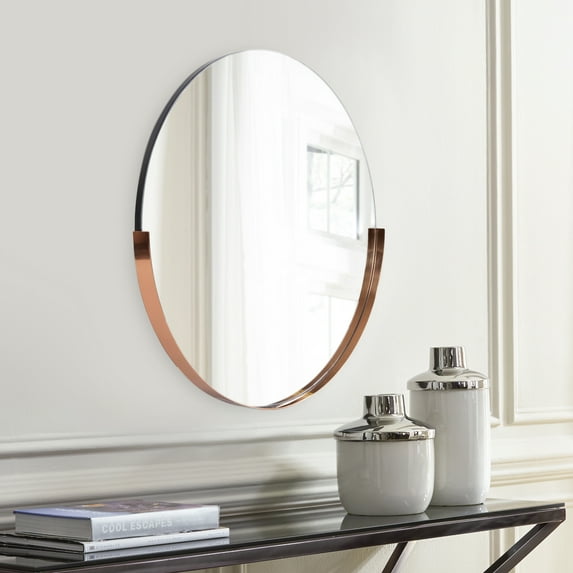 Tyler Dillon Framed Rose Gold Round Decorative Dante Wall Mirror