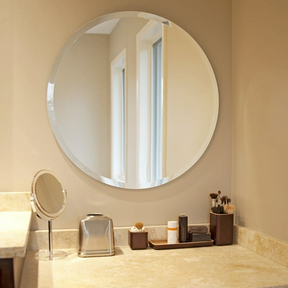 Tyler Dillon Decorative Frameless Beveled Round Accent and Wall Mirror - 28 x 28