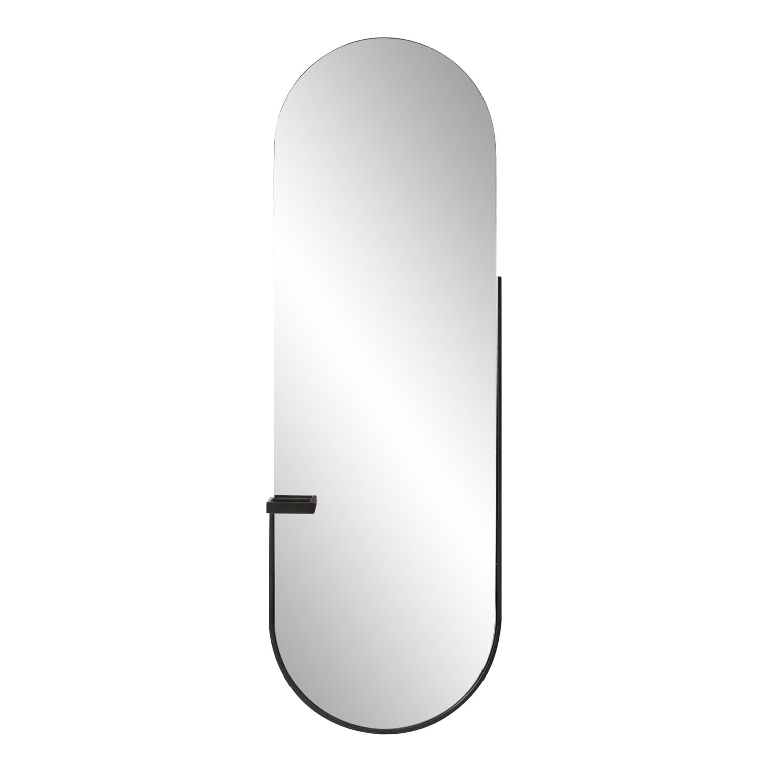 Tyler Dillon Full Length Black Metal Framed Mirror with Tray Holder