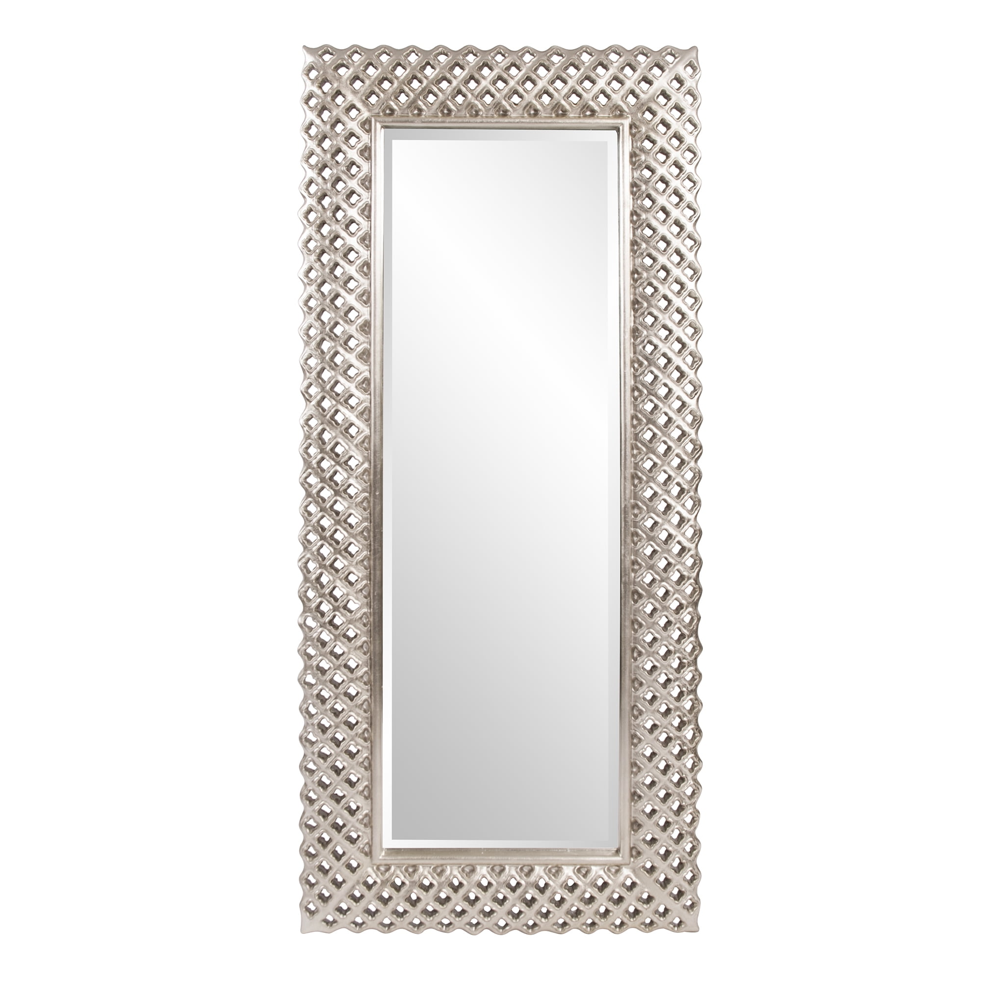 Tyler Dillon Full Length Rectangular Beveled Mirror with Trellis Patterned Frame 71"H x 32.5"W