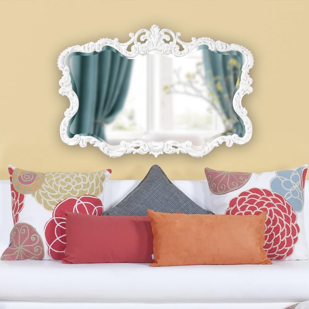 Tyler Dillon Glossy White Ornate Framed Decorative Wall and Accent Mirror - A/N