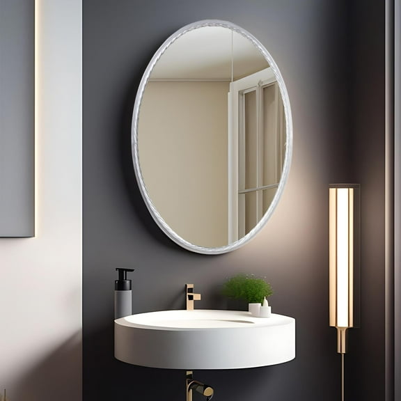 Tyler Dillon Hand Forged Silver Oval Metal Framed Rope Mirror - 22"W x 32"H